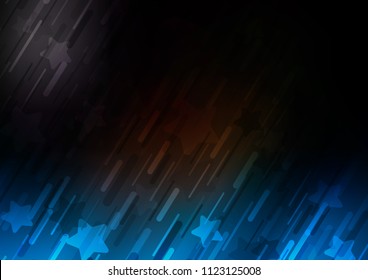Dark BLUE vector background with straight lines. Glitter abstract illustration with colored sticks. The pattern can be used as ads, poster, banner for commercial.