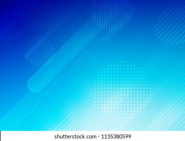 Dark BLUE vector background with straight lines and dots. Shining colored illustration with rounded stripes, dots. The pattern can be used for busines ad, booklets, leaflets