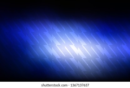 Dark BLUE vector background with straight lines. Shining colored illustration with sharp stripes. Best design for your ad, poster, banner.