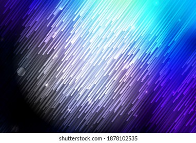 Dark BLUE vector background with stright stripes. Glitter abstract illustration with colorful sticks. Pattern for ads, posters, banners.