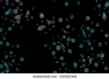 Dark BLUE vector background with tasty food. Illustration with set of fresh food in doodle style. Doodle design for your business advert of cafes.
