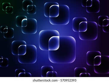 Dark blue vector background with transparent blue squares, abstraction