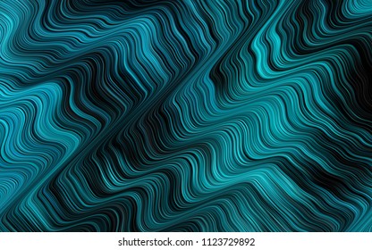 Dark BLUE vector background with wavy abstract lines. A sample with blurred bubble shapes. The template for cell phone backgrounds.
