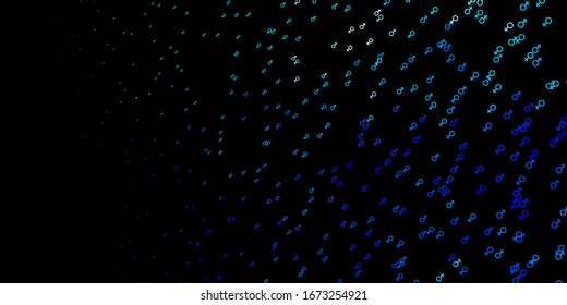 Dark BLUE vector background with woman symbols. Illustration with signs of women's strength and power. Best design to show the power of women.
