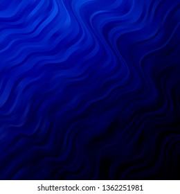 Dark BLUE vector background with wry lines. Colorful illustration in abstract style with bent lines. Pattern for websites, landing pages.