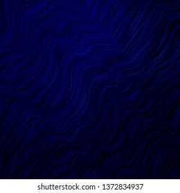 Dark BLUE vector background with wry lines. Colorful abstract illustration with gradient curves. Template for cellphones.