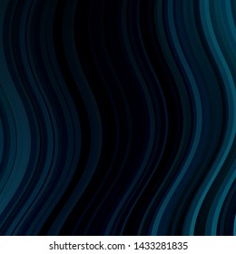 Dark BLUE vector background with wry lines. Illustration in abstract style with gradient curved.  Pattern for ads, commercials.
