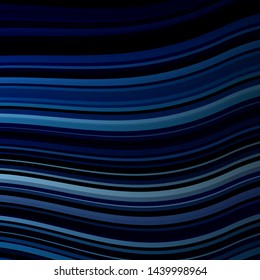 Dark BLUE vector background with wry lines. Bright illustration with gradient circular arcs. Template for cellphones.