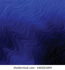 Dark BLUE vector background with wry lines. Illustration in halftone style with gradient curves. Template for cellphones.