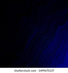 Dark blue vector background with wry lines. Colorful illustration in abstract style with gradient. Colorful wave pattern for your design.