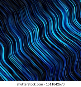 Dark BLUE vector background with wry lines. Gradient illustration in simple style with bows. Design for your business promotion.