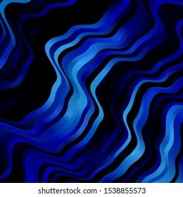 Dark BLUE vector background with wry lines. Colorful illustration in circular style with lines. Best design for your posters, banners.