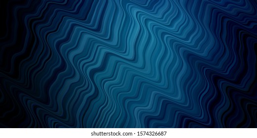 Dark BLUE vector background with wry lines. Brand new colorful illustration with bent lines. Pattern for business booklets, leaflets