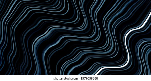 Dark BLUE vector background with wry lines. Illustration in abstract style with gradient curved.  Pattern for websites, landing pages.