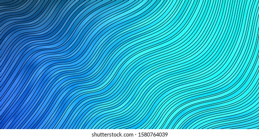 Dark BLUE vector background with wry lines. Colorful illustration with curved lines. Pattern for commercials, ads.
