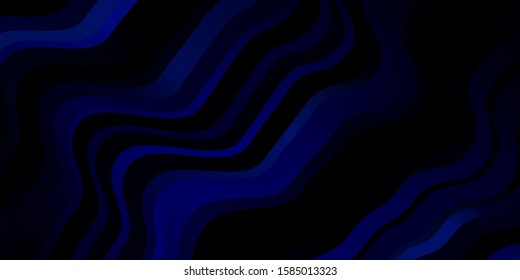 Dark BLUE vector background with wry lines. Gradient illustration in simple style with bows. Pattern for websites, landing pages.