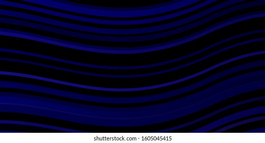 Dark BLUE vector background with wry lines. Bright sample with colorful bent lines, shapes. Pattern for ads, commercials.