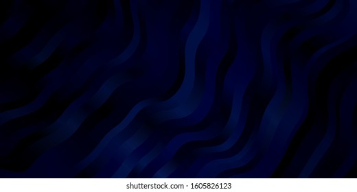 Dark BLUE vector background with wry lines. Bright sample with colorful bent lines, shapes. Pattern for commercials, ads.