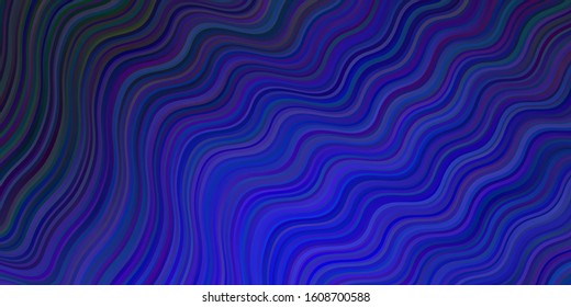 Dark BLUE vector background with wry lines. Creative illustration in halftone style with gradient. Abstract style for your business design.