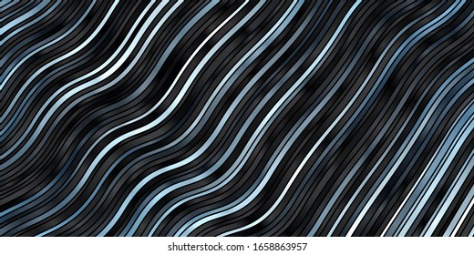 Dark BLUE vector background with wry lines. Abstract illustration with bandy gradient lines. Best design for your ad, poster, banner.