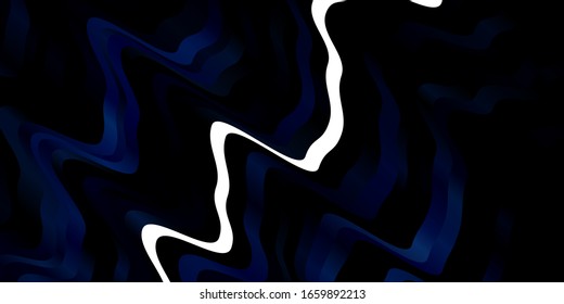 Dark BLUE vector background with wry lines. Colorful illustration in circular style with lines. Pattern for commercials, ads.