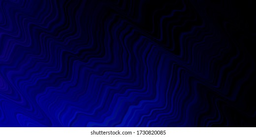 Dark BLUE vector background with wry lines. Colorful abstract illustration with gradient curves. Pattern for websites, landing pages.