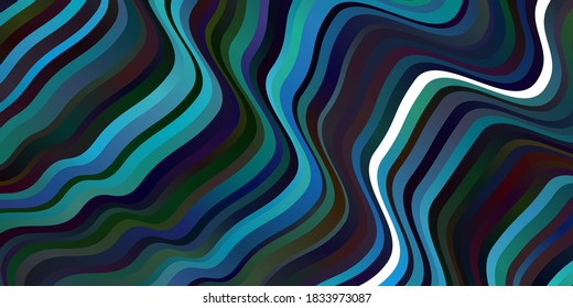 Dark BLUE vector background with wry lines. Colorful illustration in abstract style with bent lines. Pattern for ads, commercials.