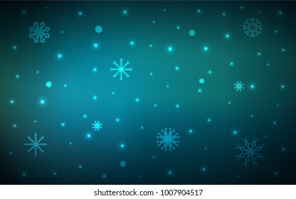 Dark BLUE vector background with xmas snowflakes. Glitter abstract illustration with crystals of ice. The pattern can be used for new year ad, booklets.