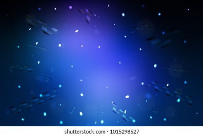 Dark BLUE vector background with xmas confetti. Blurred decorative design in anniversary style with confetti. The pattern can be used for birthday gifts, congratulations.