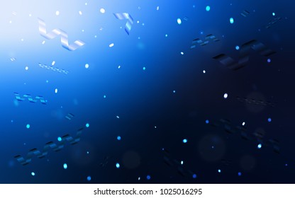 Dark BLUE vector background with xmas confetti. Blurred decorative design in anniversary style with confetti. Beautiful design for your business advert of anniversary.