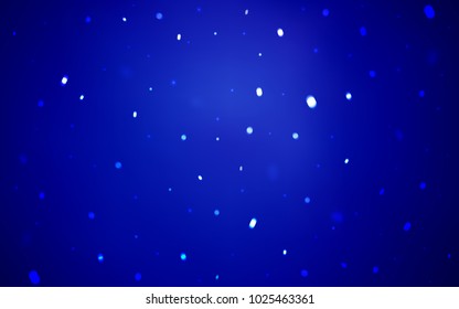 Dark BLUE vector background with xmas snowflakes. Blurred decorative design in xmas style with snow. The pattern can be used for new year leaflets.