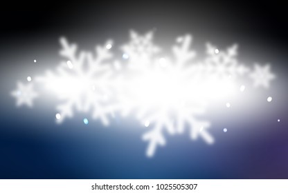 Dark BLUE vector background with xmas snowflakes. Blurred decorative design in xmas style with snow. The template can be used as a new year background.