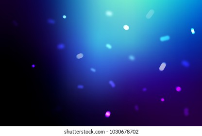 Dark BLUE vector background with xmas snowflakes. Snow on blurred abstract background with gradient. The template can be used as a new year background.