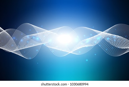 Dark BLUE vector background with xmas confetti. Modern geometrical abstract illustration with carnival ribbons. Beautiful design for your business advert of anniversary.