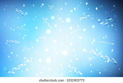 Dark BLUE vector background with xmas confetti. Confetti on blurred abstract background with colorful gradient. The pattern can be used for birthday gifts, congratulations.