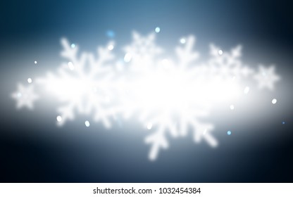 Dark BLUE vector background with xmas snowflakes. Decorative shining illustration with snow on abstract template. New year design for your business advert.