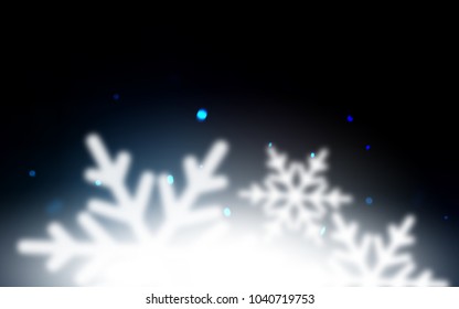 Dark BLUE vector background with xmas snowflakes. Blurred decorative design in xmas style with snow. The pattern can be used for new year leaflets.