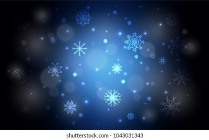 Dark BLUE vector background with xmas snowflakes. Modern geometrical abstract illustration with crystals of ice. New year design for your business advert.