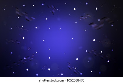 Dark BLUE vector background with xmas confetti. Beautiful colored illustration with ribbon in celebration style. New design for ad, poster, banner of your Party.