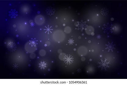 Dark BLUE vector background with xmas snowflakes. Modern geometrical abstract illustration with crystals of ice. New year design for your business advert.