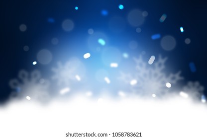 Dark BLUE vector background with xmas snowflakes. Glitter abstract illustration with crystals of ice. The template can be used as a new year background.