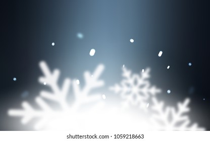 Dark BLUE vector background with xmas snowflakes. Blurred decorative design in xmas style with snow. New year design for your business advert.
