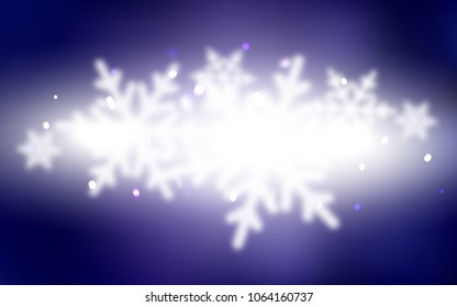 Dark BLUE vector background with xmas snowflakes. Glitter abstract illustration with crystals of ice. The template can be used as a new year background.