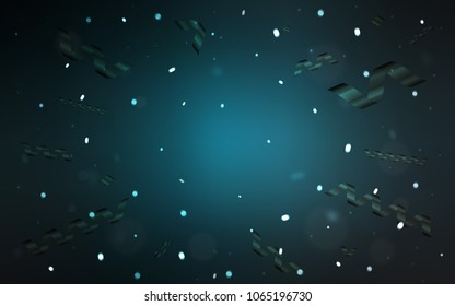 Dark BLUE vector background with xmas confetti. Beautiful colored illustration with ribbon in celebration style. New design for ad, poster, banner of your Party.