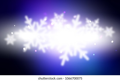 Dark BLUE vector background with xmas snowflakes. Shining colored illustration with snow in christmas style. New year design for your business advert.