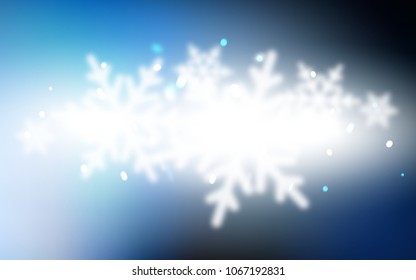 Dark BLUE vector background with xmas snowflakes. Modern geometrical abstract illustration with crystals of ice. New year design for your ad, poster, banner.