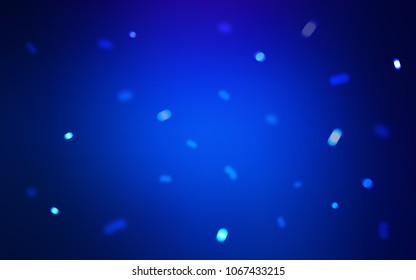 Dark BLUE vector background with xmas snowflakes. Decorative shining illustration with snow on abstract template. The pattern can be used for new year leaflets.