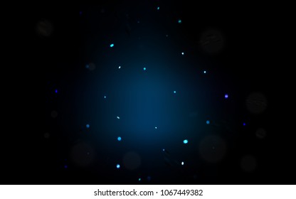 Dark BLUE vector background with xmas confetti. Beautiful colored illustration with ribbon in celebration style. Beautiful design for your business advert of anniversary.