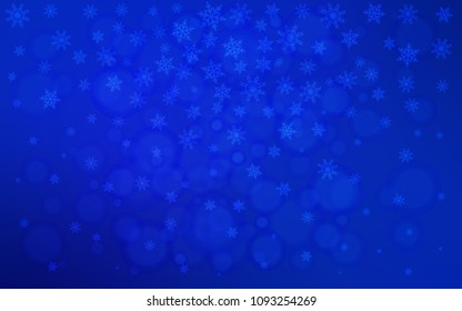 Dark BLUE vector background with xmas snowflakes. Modern geometrical abstract illustration with crystals of ice. New year design for your business advert.