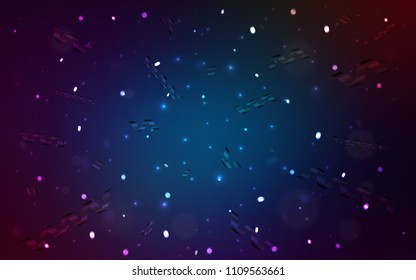 Dark BLUE vector background with xmas confetti. Beautiful colored illustration with ribbon in celebration style. The pattern can be used for birthday gifts, congratulations.